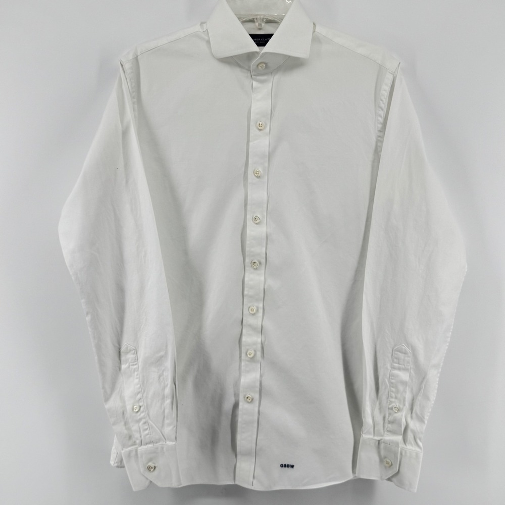 Proper Cloth Button Down Shirt Mens Medium White Long Sleeve Spread Collar
